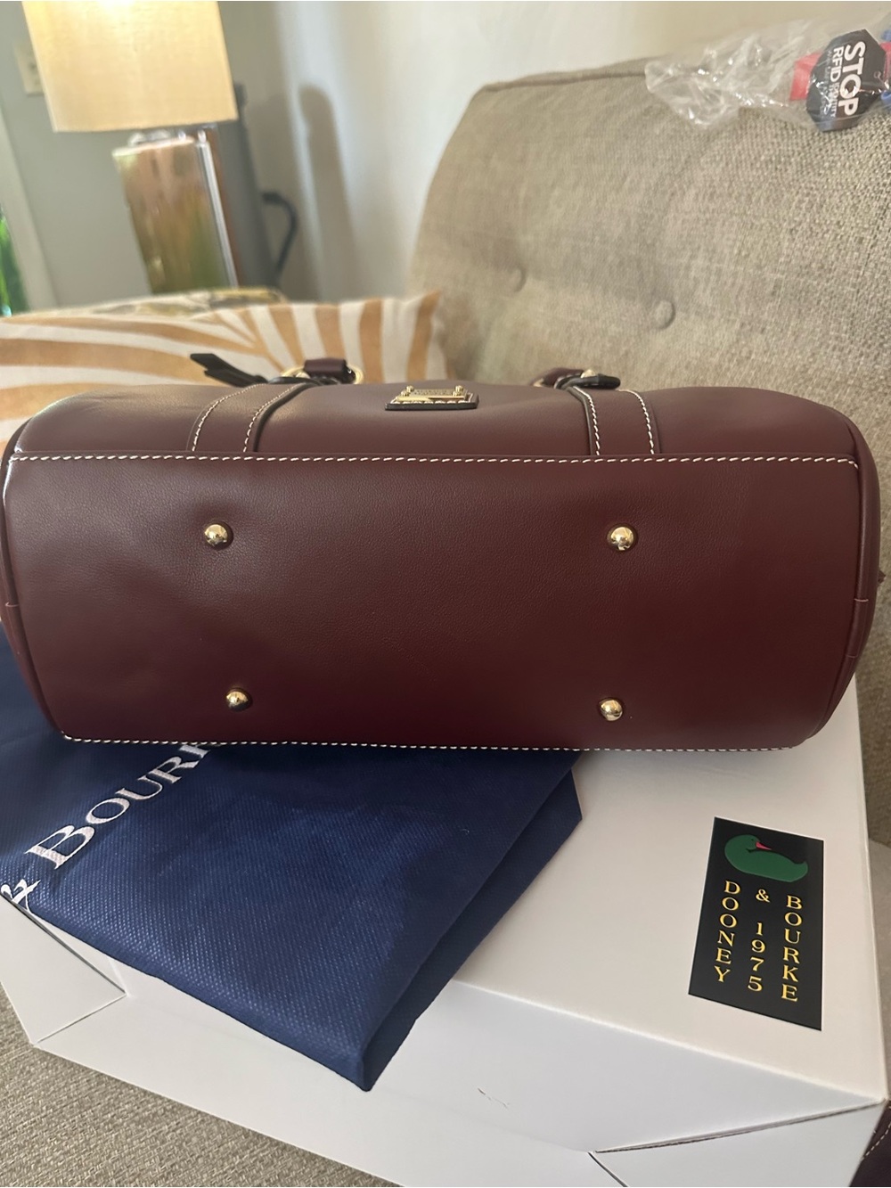 Dooney & Bourke Smooth Italian Burgundy Leather Satchel w/Wallet 8.5 x 4 Set - Picture 7 of 17
